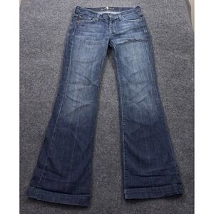 7 For All Mankind Dojo Flare Jeans Womens 26 x 33 Blue Dark Wash Low Rise Tall